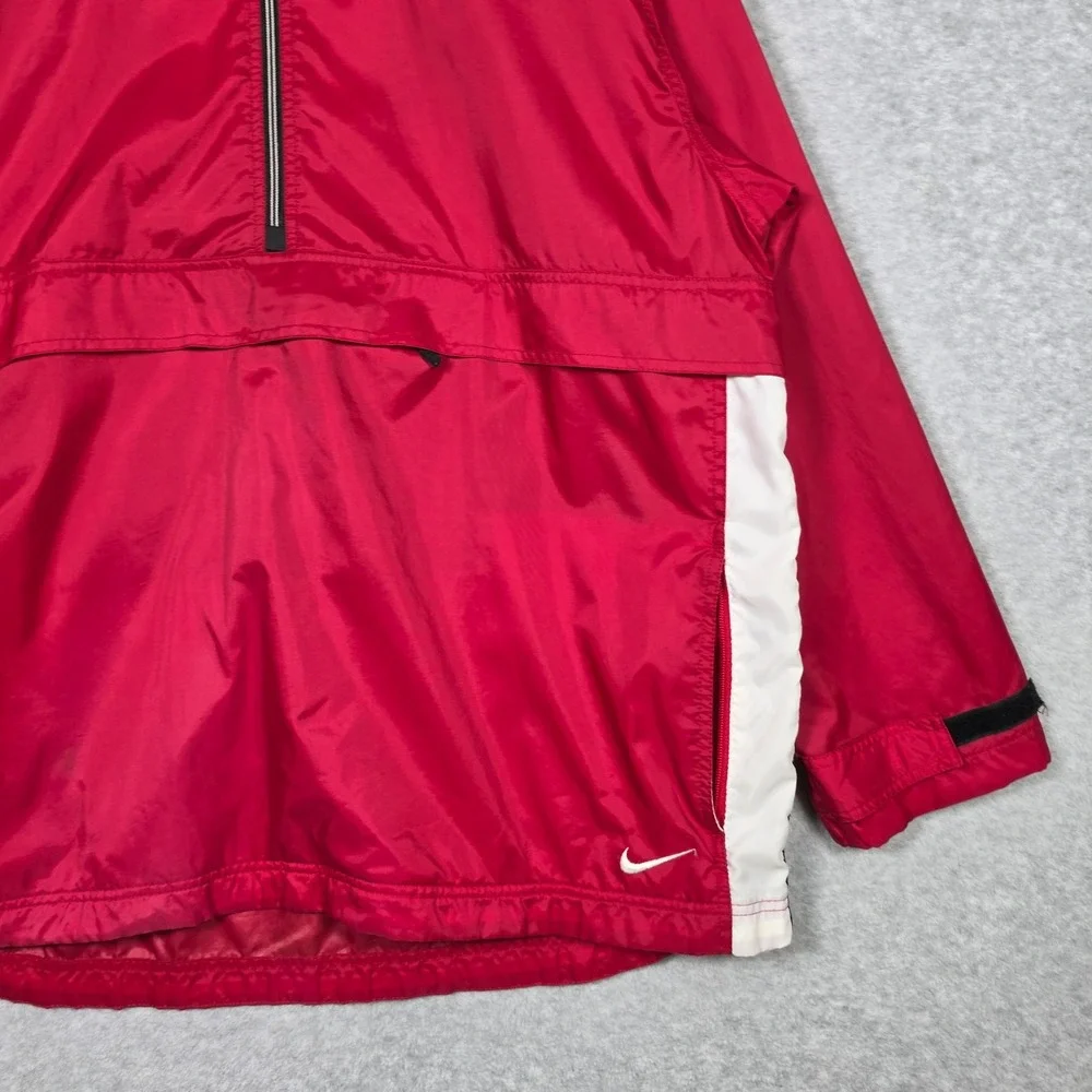 Vintage Nike Jacket Mens XL Red Quarter Zip Windbreaker Loose Vented Mesh Lined